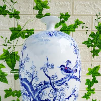 MAI BÌNH TÍCH LỘC VẼ TAY CHIM HOA ĐÀO